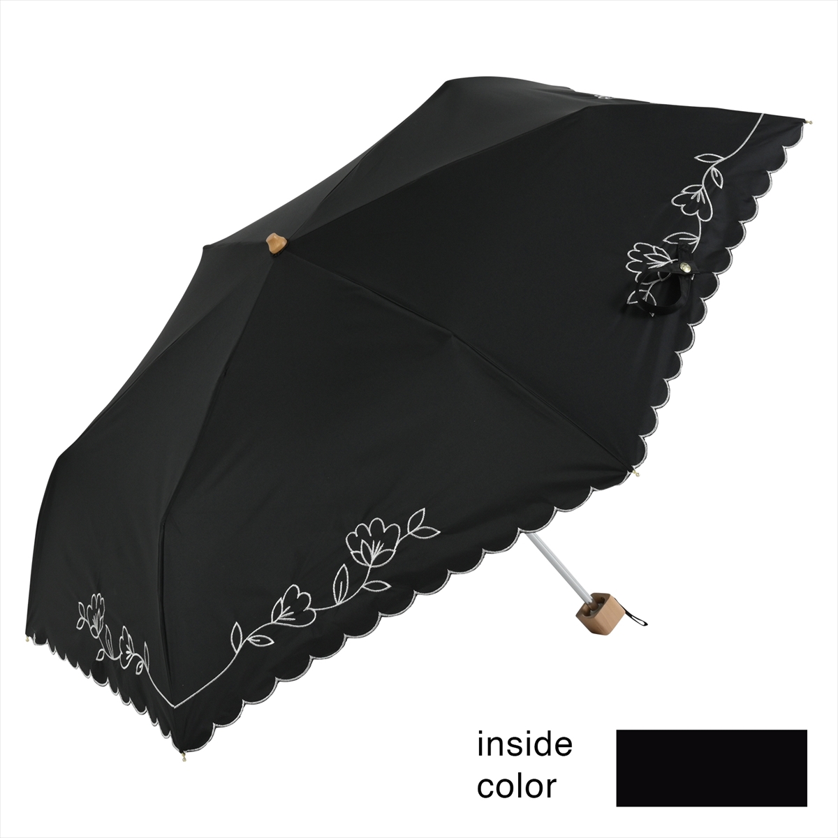 公式 日傘 レディース 晴雨兼用 折りたたみ傘 遮光 遮熱 花 フラワー 刺繍
