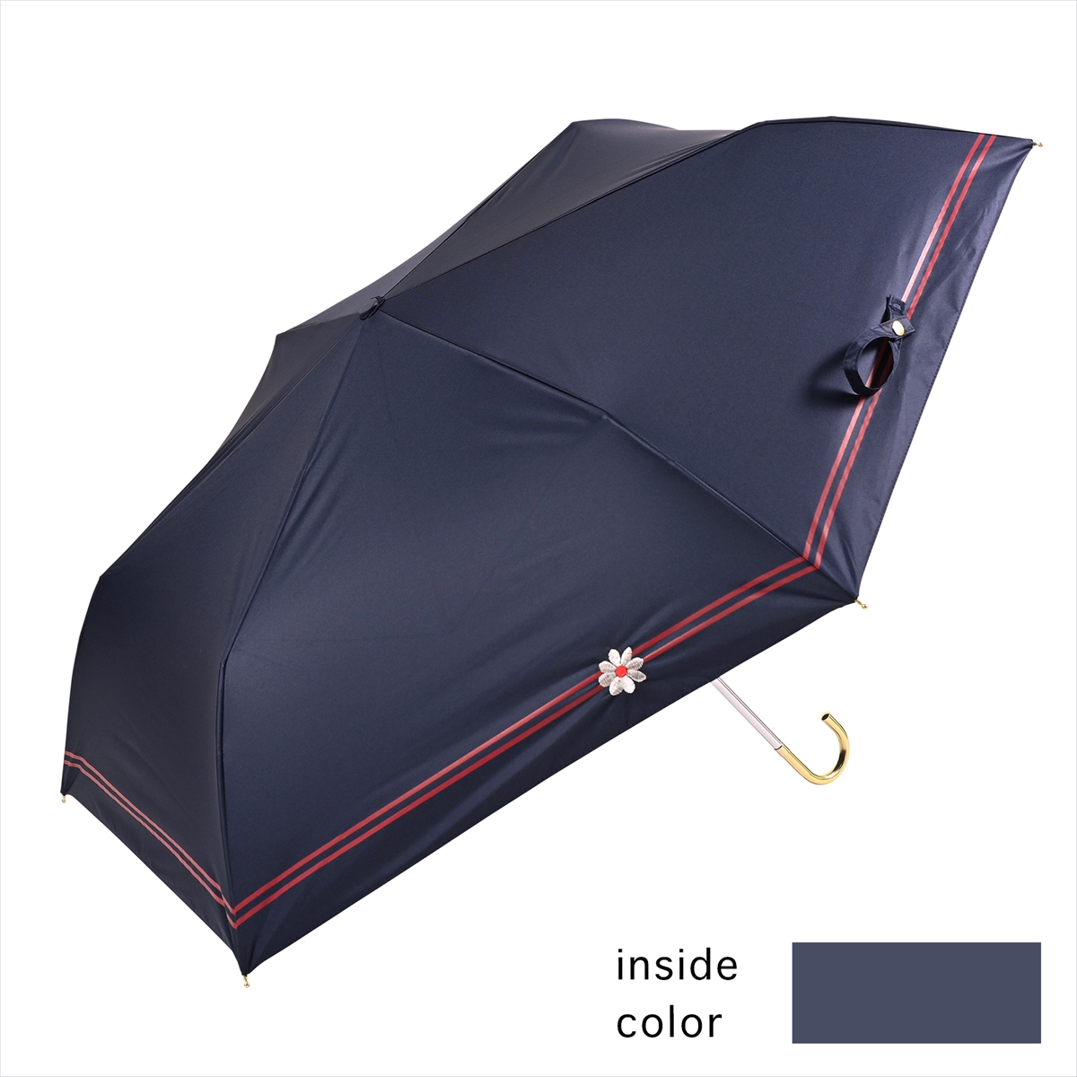 公式 日傘 折傘 レディース 晴雨兼用 遮光 遮熱 ボーダー 花 フラワー 刺〓