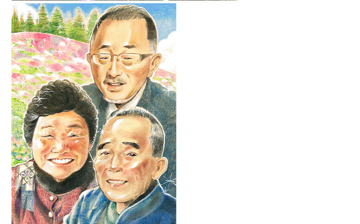 似顔絵 記念日 カップル 2人分 こだわり背景 Mamoru作 : 似顔絵