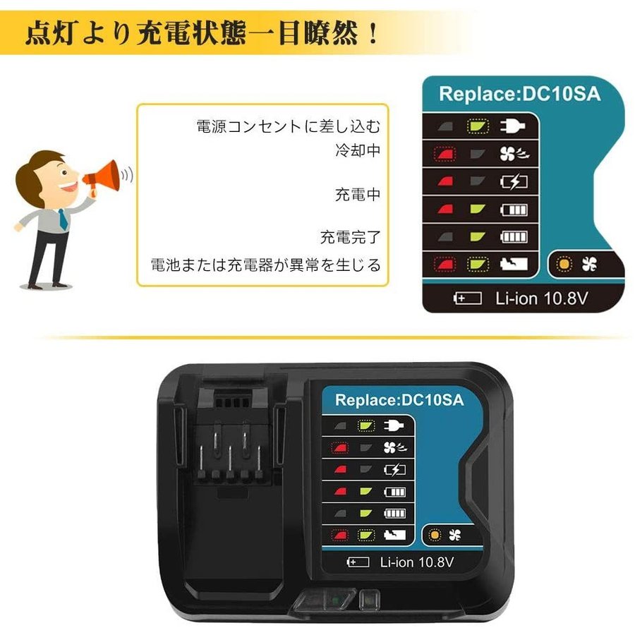 Longsafe マキタ makita 互換 DC10SA 急速 充電器 DC10WD 10.8V Longsafe マキタ makita 互換 DC10SA 急速 充電器 DC10WD 10.8V