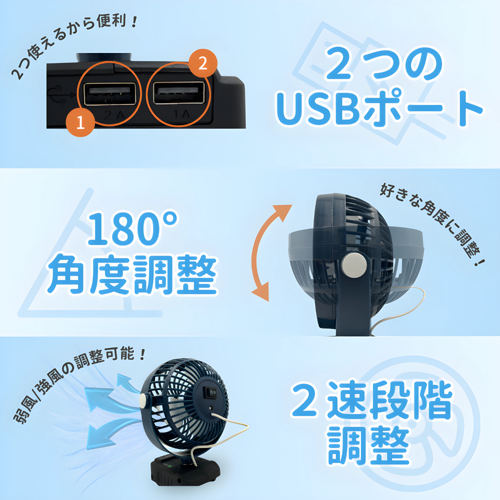 Longsafe マキタ 互換 充電式 扇風機 卓上 ファン 静音 小型
