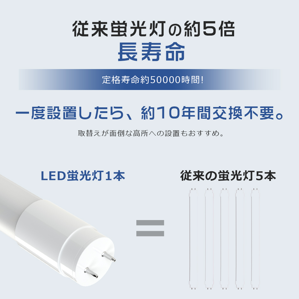 LED蛍光灯 40形 直管 1198mm グロー式工事不要 消費電力18W 昼白色