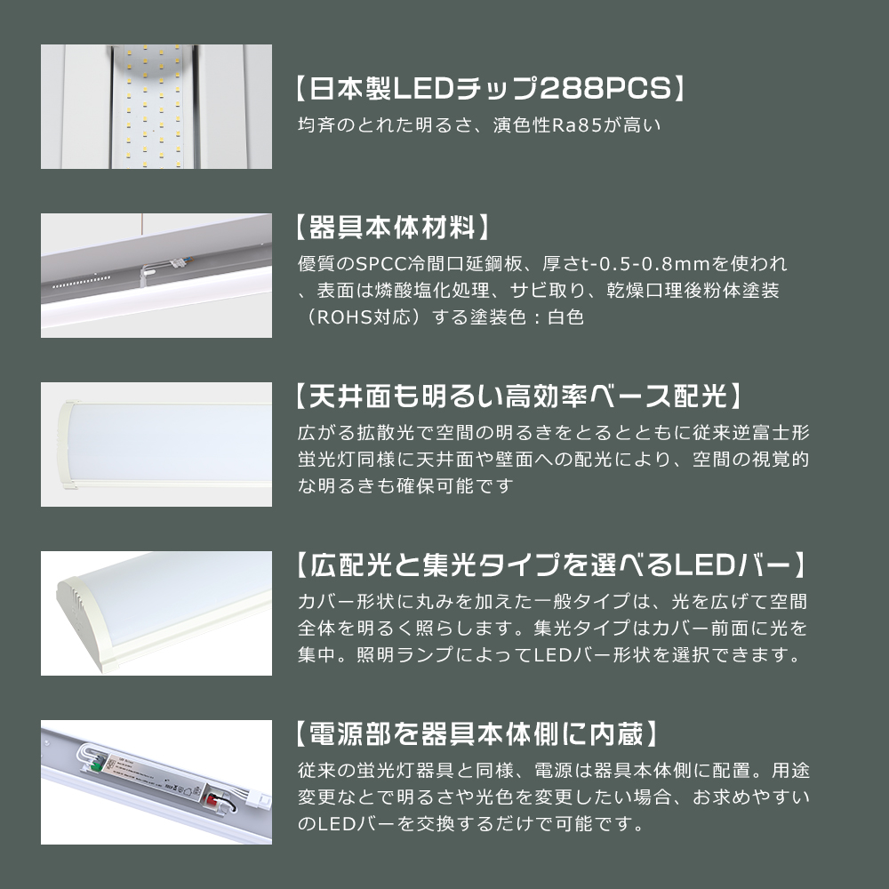 LEDベースライト用ライトバー 40形 10000lmタイプ 昼白色 電源内蔵 非調光 NNL4000ENJLE9 ledbace50w4.jpg