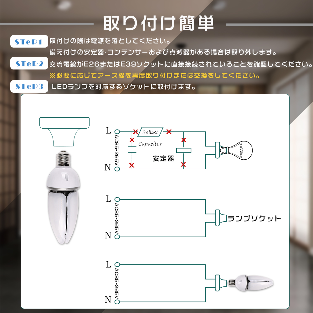 コーン型LEDランプ E39 LEDコーンライト LED水銀ランプ 60W 12000LM 400W水銀灯相当 HF400X 水銀灯からLEDへ交換 IP65防塵防水 街路灯 防犯灯 長寿命50000H｜nihon-koueki｜19