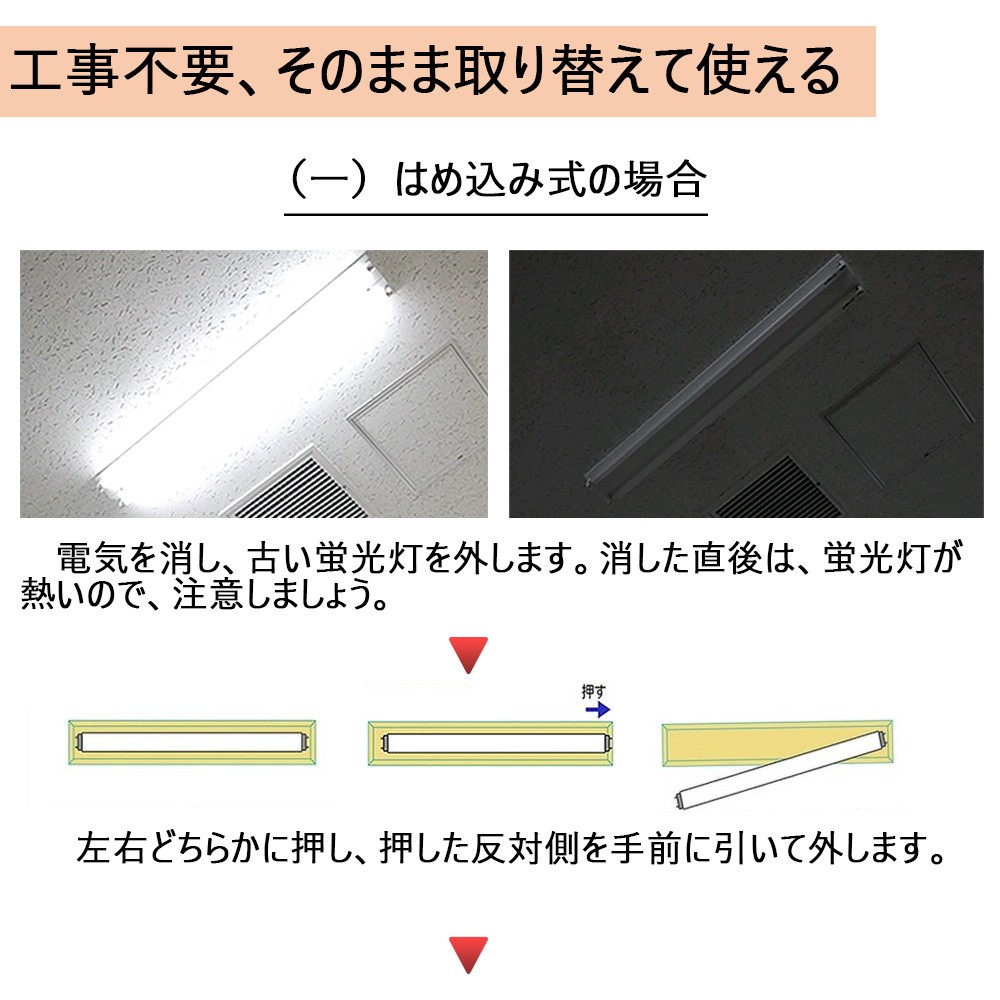 特売4本・昼白色】直管型 直管LED照明器具 40W形 120cm LED蛍光灯 工事