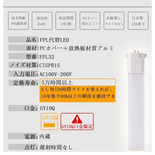 コンパクトLED蛍光灯18W形 LED照明器具 fpl32 fpl32形 fpl36ex GY10Q