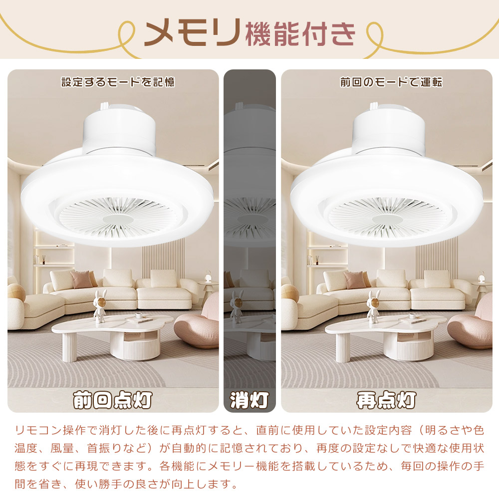 扇風機付きシーリングライト サーキュレーター 静音 小型 ファン付き