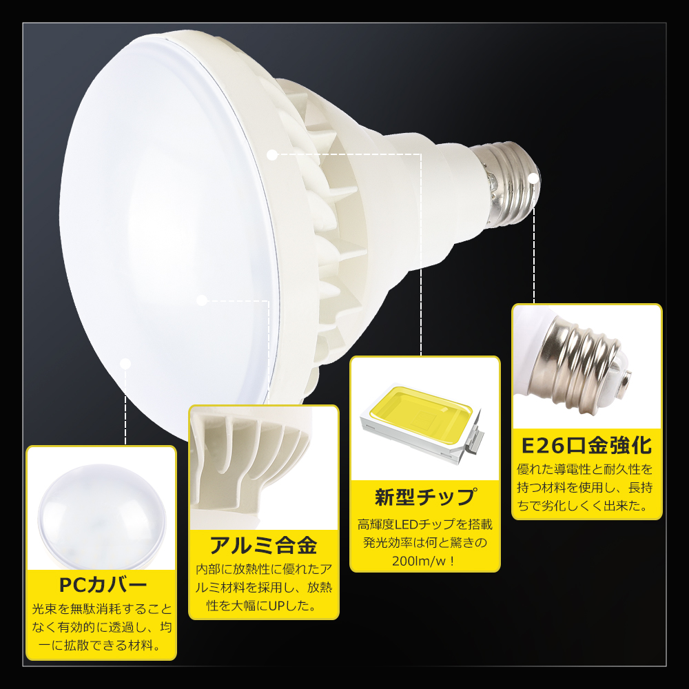 ledバラストレス水銀灯 25W 5000LM 250W相当 PAR38 E26 バラストレス
