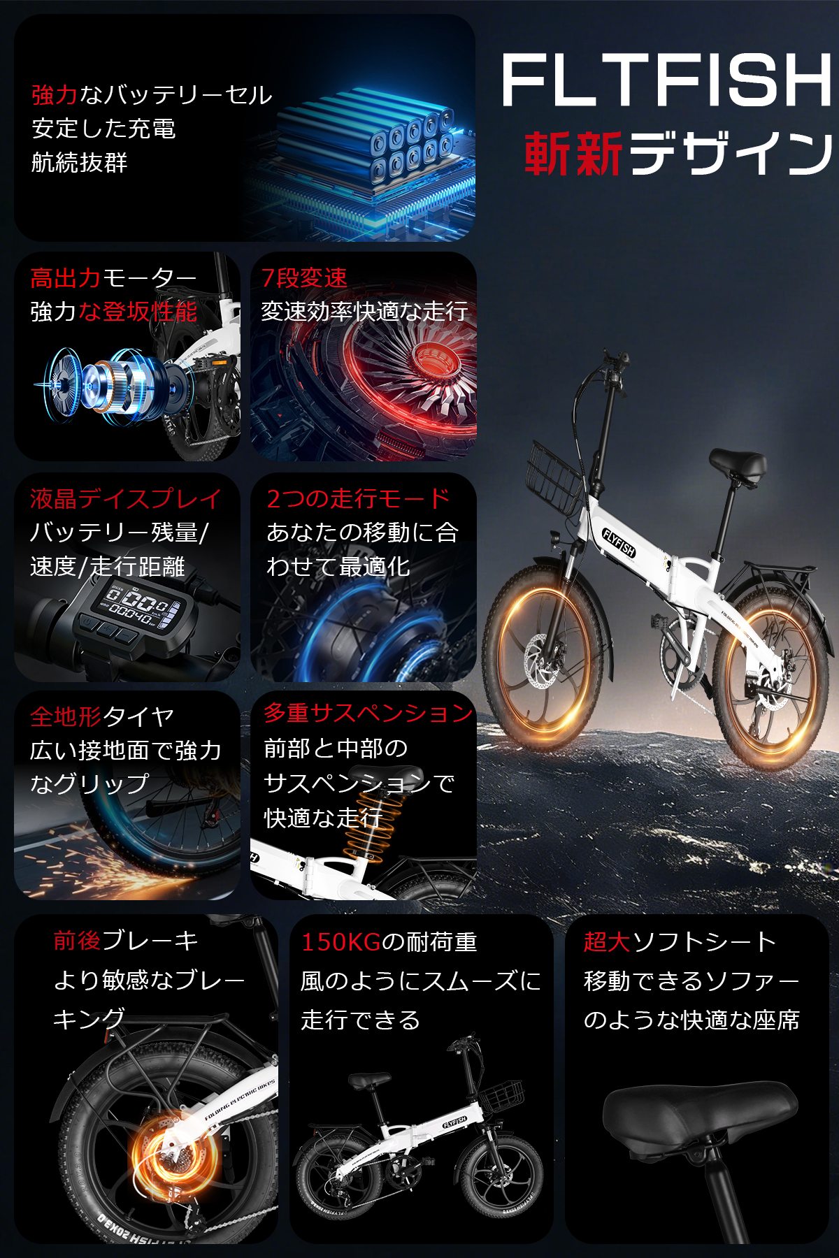 折りたたみ電動アシスト自転車 20インチ シマノ7段変速 防犯登録済み