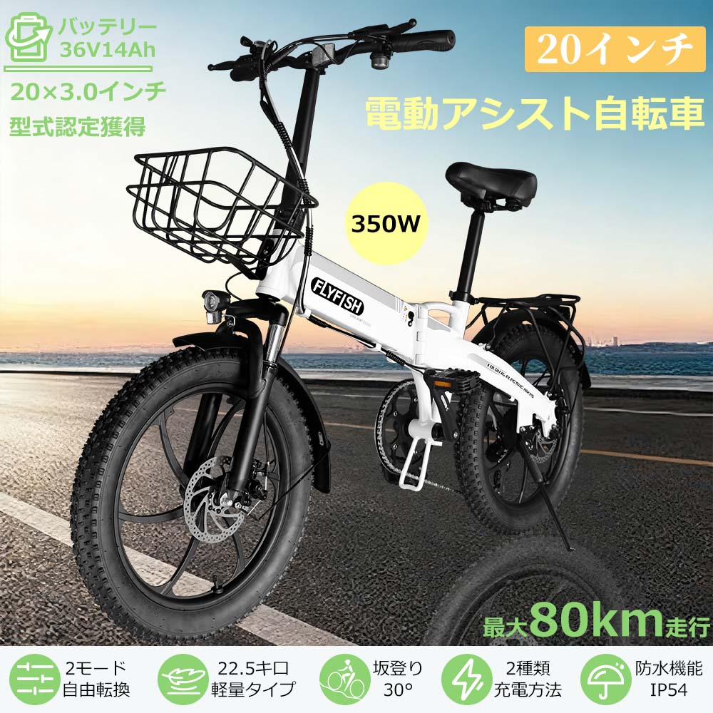 型式認定獲得 免許不要 公道走行可能 E-BIKE FLYFISH 電動アシスト