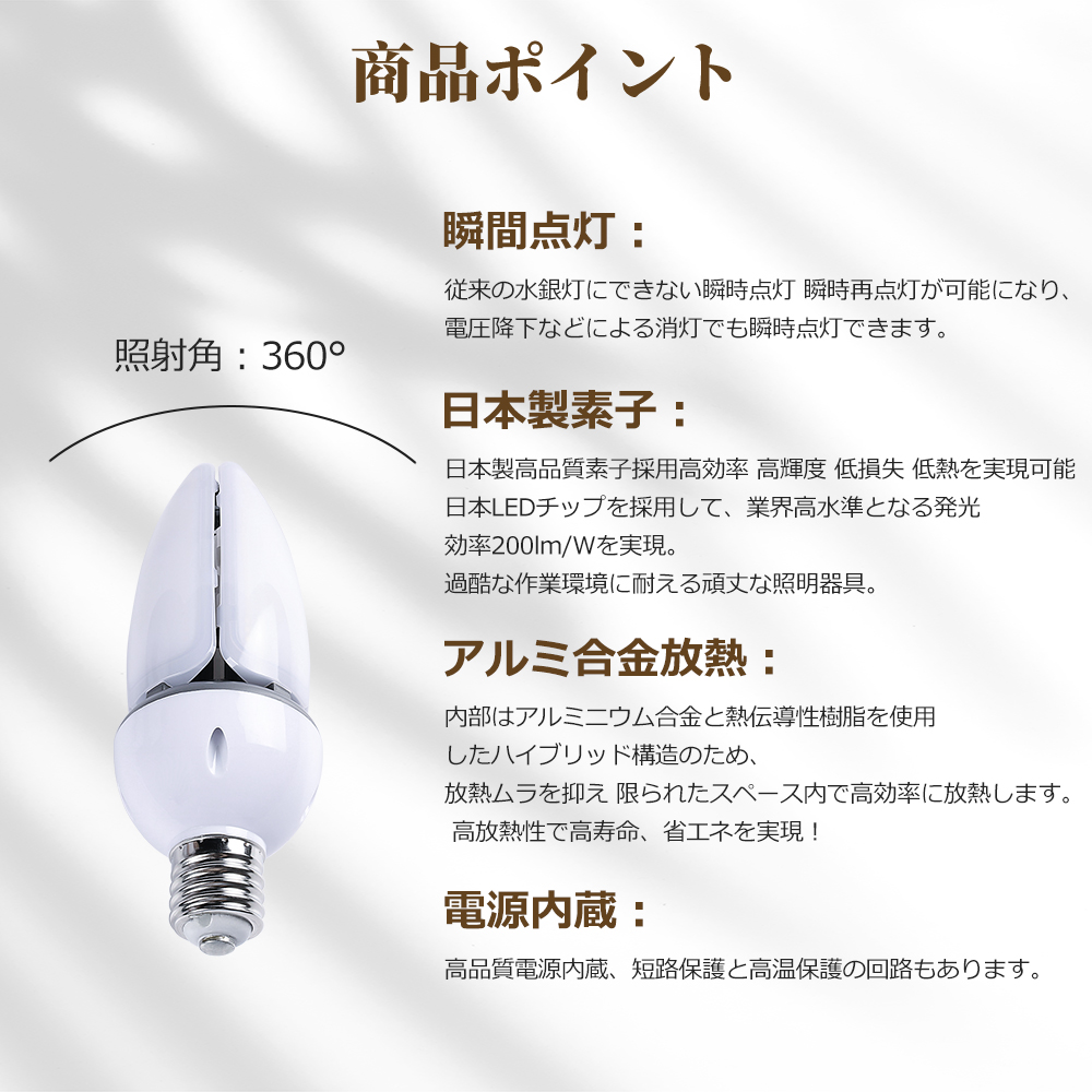 LED水銀灯コーン型 ledコーンライト 60w LED e39 400W水銀灯相当 天井