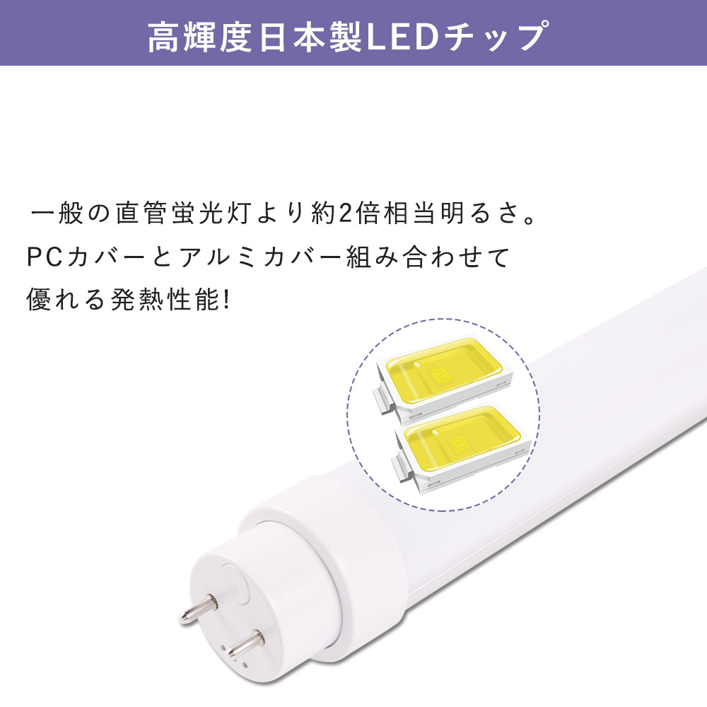 LED直管形蛍光灯（蛍光ランプ) 工事不要 消費電力15W 昼白色 3000