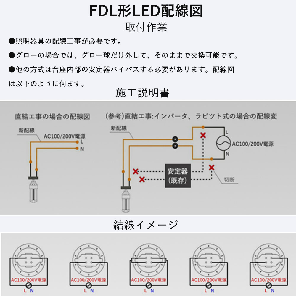 FDL9形 LED蛍光灯 口金GX10Q ledコンパクト蛍光灯 fdl9ex led照明