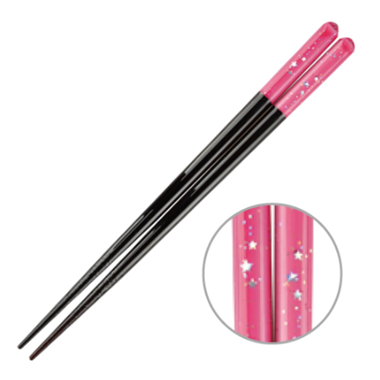 こどものおはし 一番星 紺・ピンク・紫 21cm・18cm きらきらラメ模様が