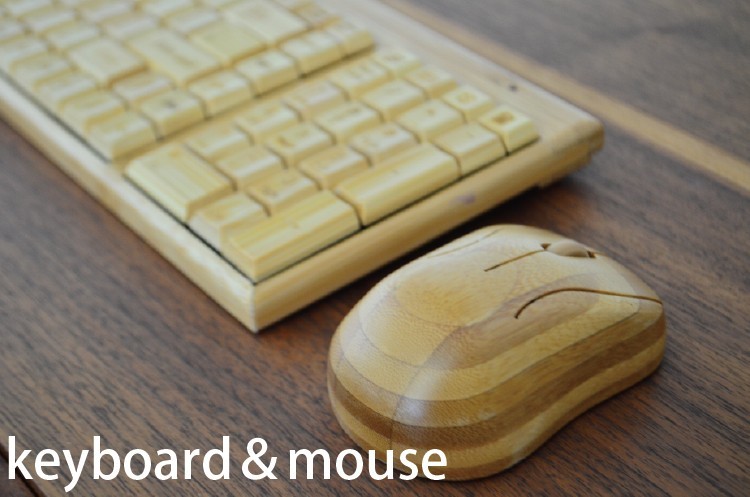 竹製マウスとキーボードセット 竹製/光学式マウス/ワイヤレス接続/無線