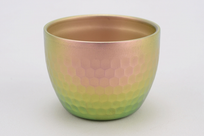 PTYGRACE チタン槌目ぐい呑み（二重構造）シャンパンゴールド／さくら