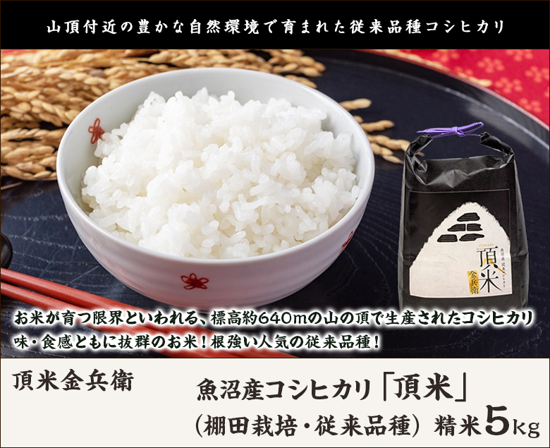 令和5年度米 魚沼産コシヒカリ「頂米」（棚田栽培・従来品種）精米5kg