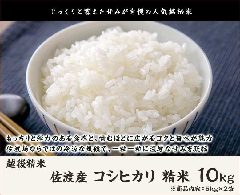 令和8年度新米】佐渡産コシヒカリ 精米10kg（5kg×2袋）/越後精米/送料