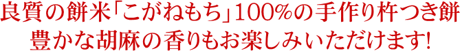 良質の餅米「こがねもち」100%の手作り杵つき餅 コシと粘りが違います！