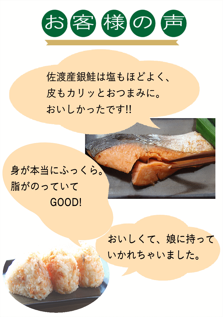 お客様の声　ふっくら銀鮭