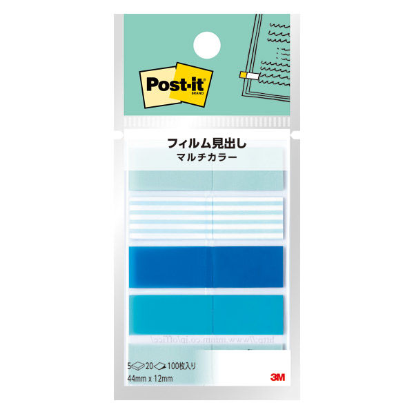3M ポストイット フィルム見出し マルチカラー 44×12mm 20枚×5