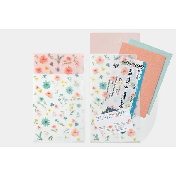 MIDORI（文具） ミドリ 3ポケットクリアホルダー 花柄 A5 スリム