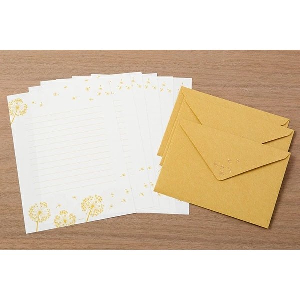 MIDORI（ミドリ） レターセット 箔押封筒 綿毛柄 文房具 文具 便箋