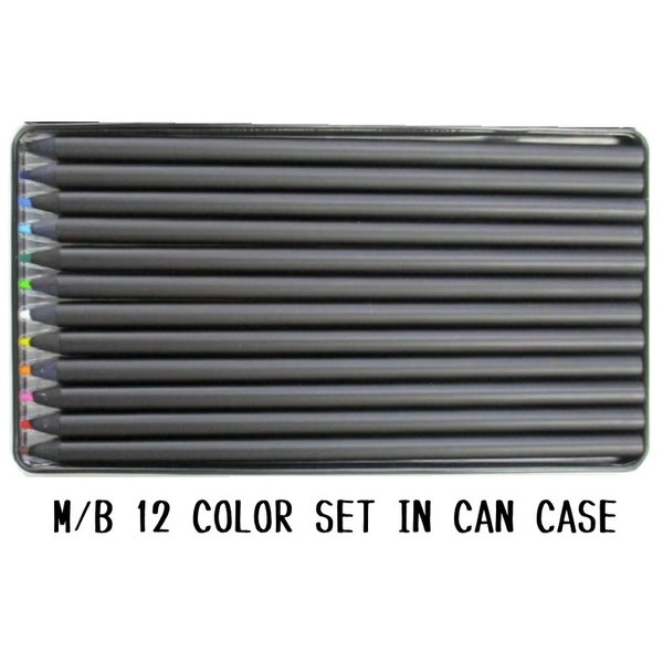 【名入れ無料】アイボール鉛筆 M/B 12 COLOR SET IN CAN CASE 文房具 文具 筆記具 色鉛筆 黒軸 おしゃれ 12色 名入れ鉛筆 父の日｜nijiirobungu｜02