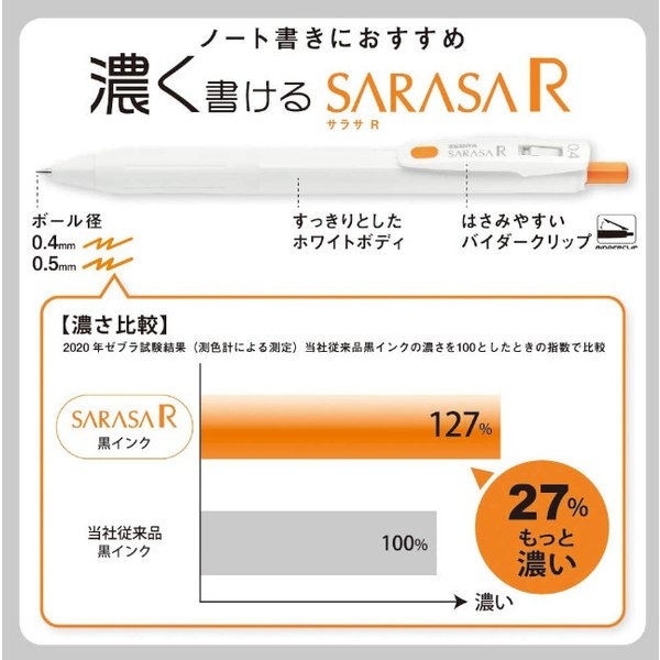 ゼブラ サラサR 0.4mm 文房具 文具 ZEBRA 水性ボールペン ジェルインキボールペン なめらか 速乾 SARASA｜nijiirobungu｜18