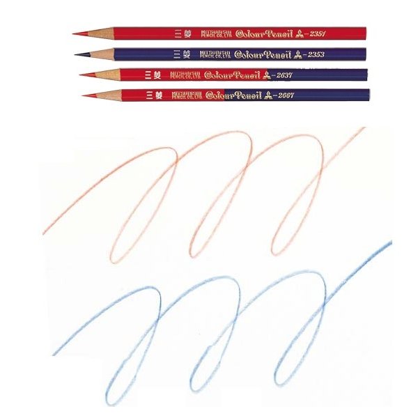 三菱鉛筆 朱通し鉛筆 藍通し鉛筆 朱藍鉛筆 赤鉛筆 青鉛筆 赤青鉛筆 丸軸 丸つけ ばら売り｜nijiirobungu｜06