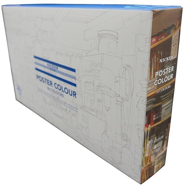 ニッカー絵具 ポスターカラー 40ml 18色セット[クリックポスト対象外商品] 文房具 文具 画材 絵の具 水性 美術 絵画の画像