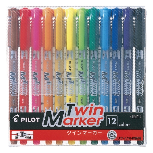 PILOT（パイロット） 油性ツインマーカー 細・極細 12色セット 文房具