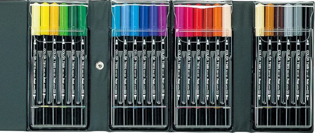 ぺんてる　水性カラーペン　24色 Pentel 水性ペン カラーツイン 24色セット | ゆめ画材