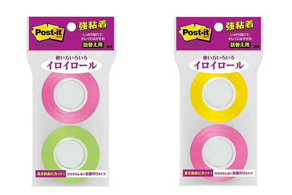 3M ポストイット 強粘着ふせん 強粘着ロール 詰替用 25mm×10m 2色