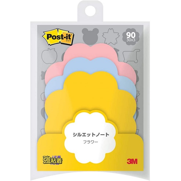 【新品未使用 廃盤】 付箋 ふせん ポストイット シルエット まとめ売り セット 3M ポストイット 強粘着ふせん シルエットノート フラワー 30枚×3色
