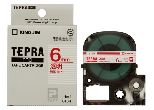 キングジム テプラ PRO テープカートリッジ 透明ラベル 赤文字[6mm幅