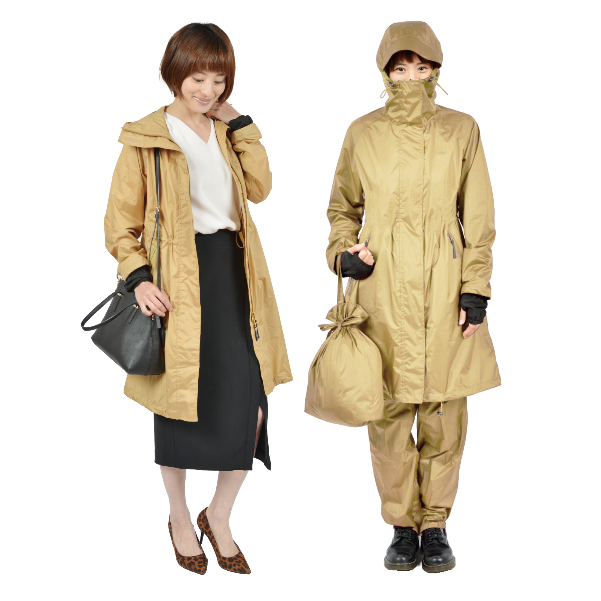 レインコート リュック対応 ハローエンジェル 3点セット レディース