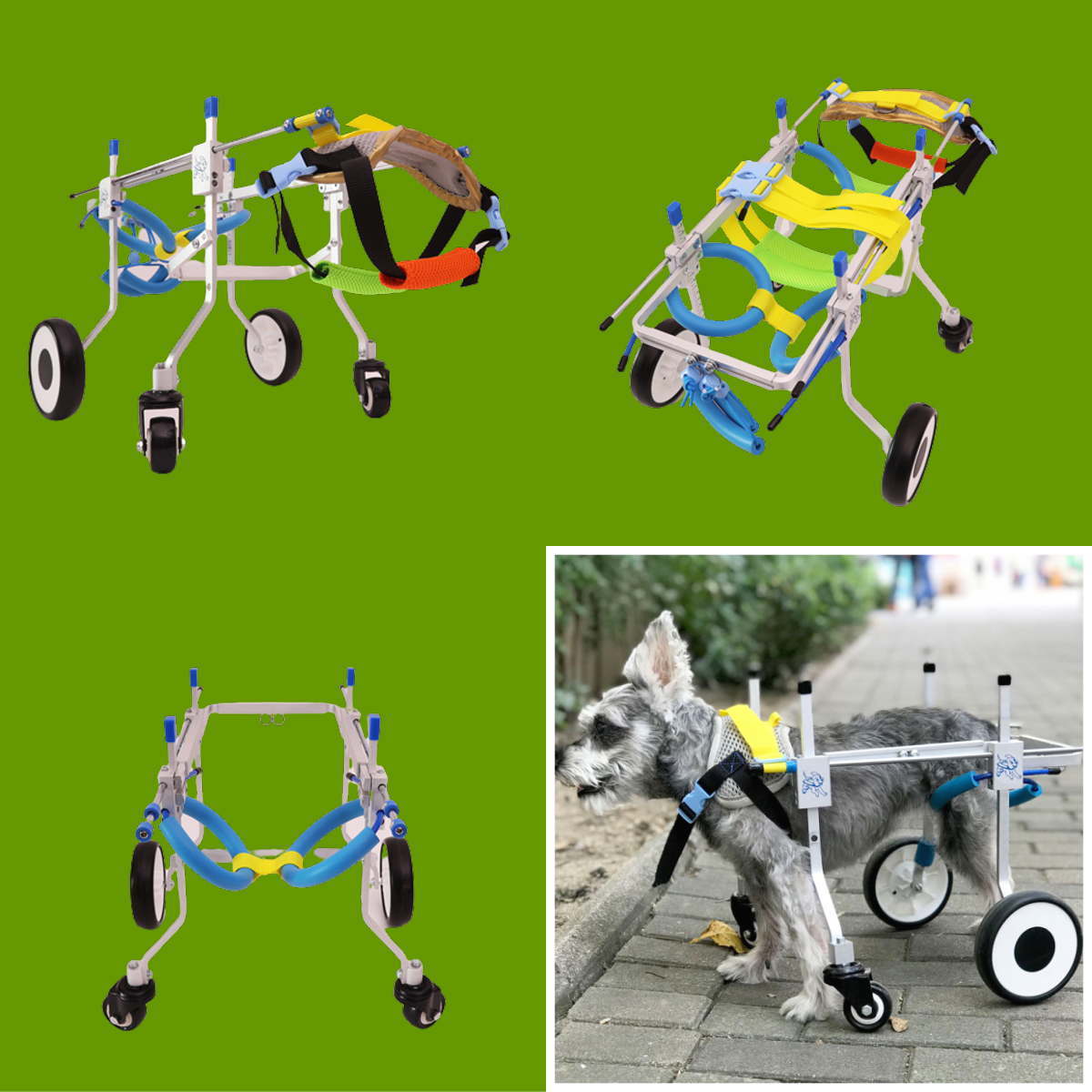 ペット用車椅子 4輪 小型犬 全身サポート 歩行器 4輪 歩行補助 車いす 