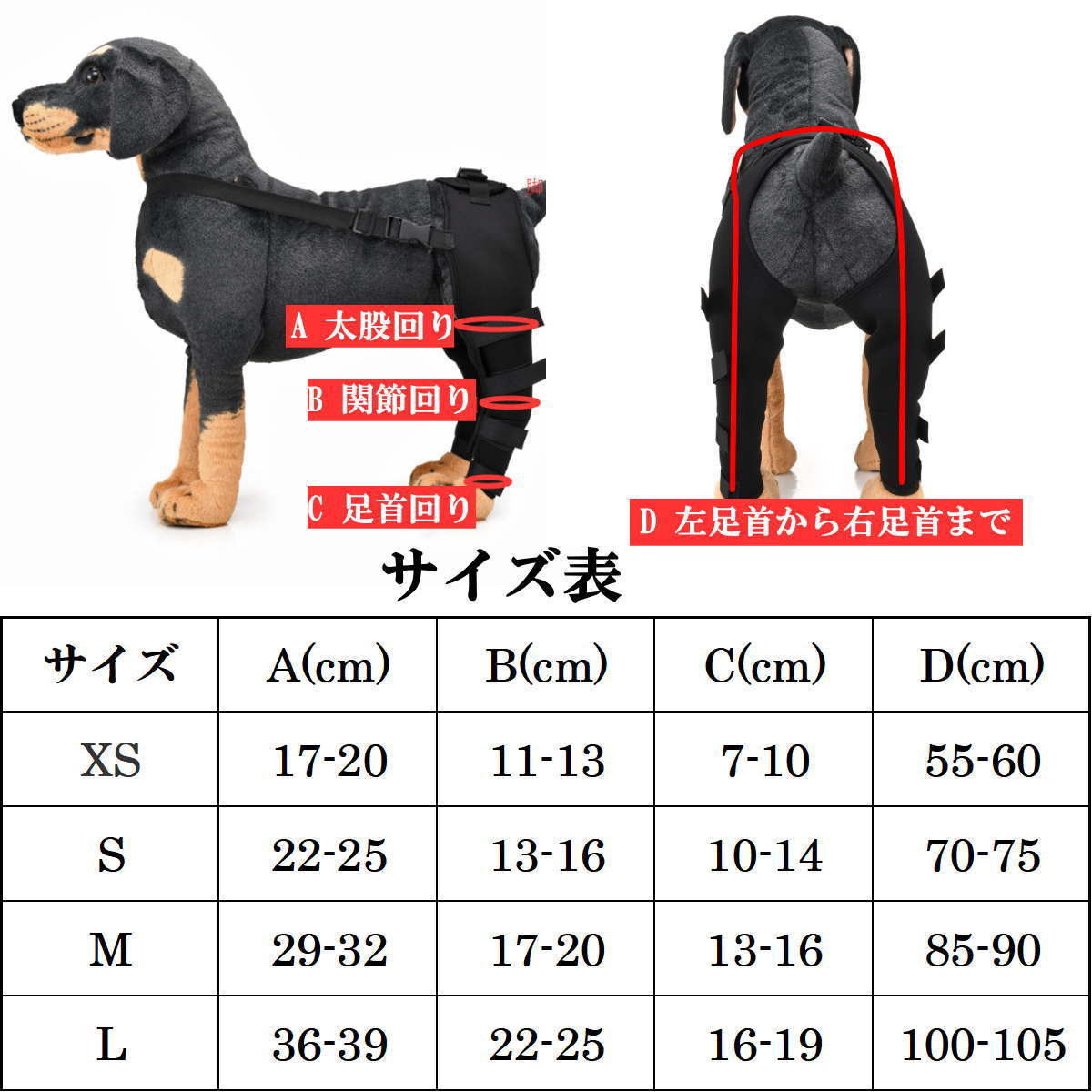 犬 サポーター 後足用 左右セット 小型犬 中型犬 大型犬 関節