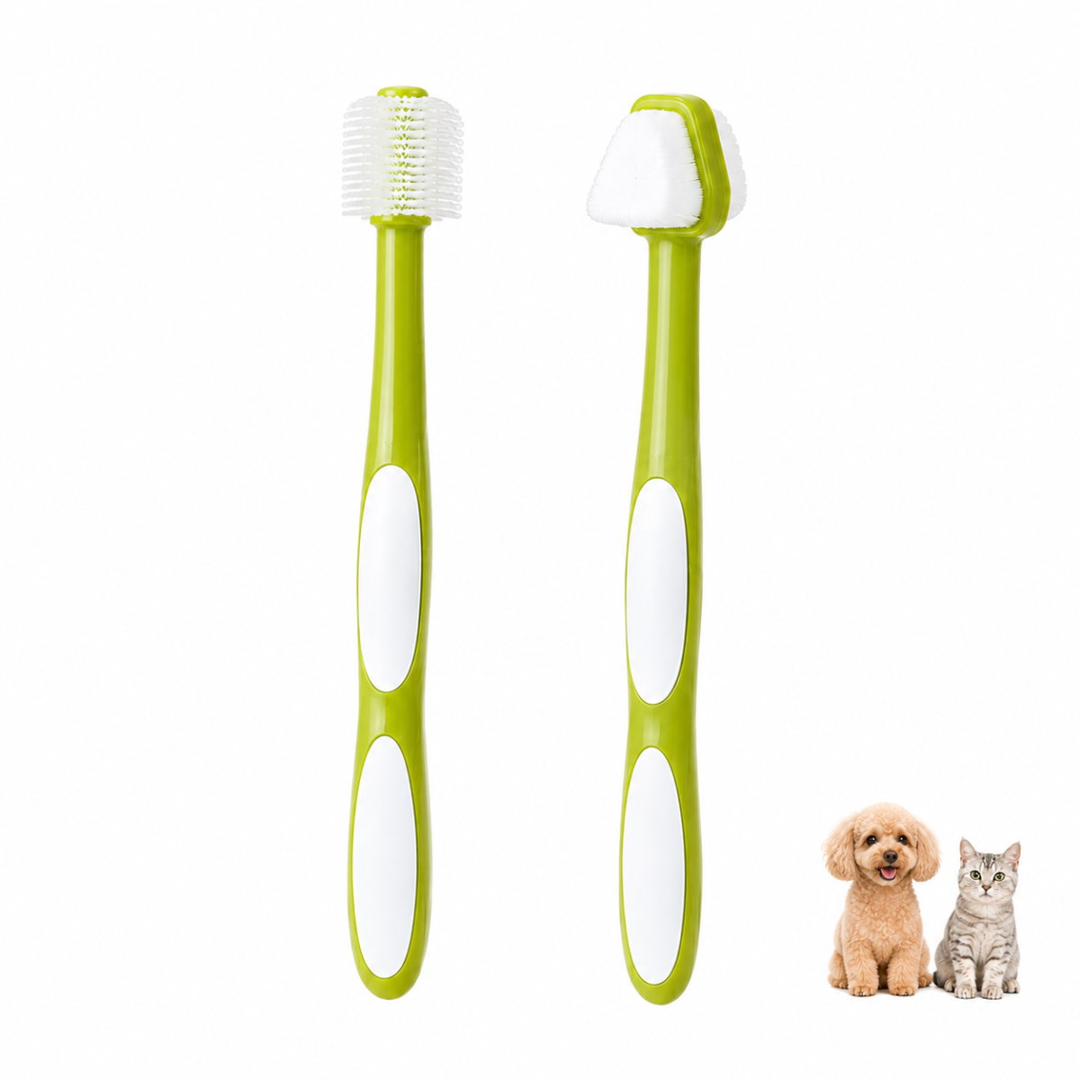 犬 歯ブラシ 360度 三角ヘッド 2本セット ペット 歯磨き 猫 小型犬