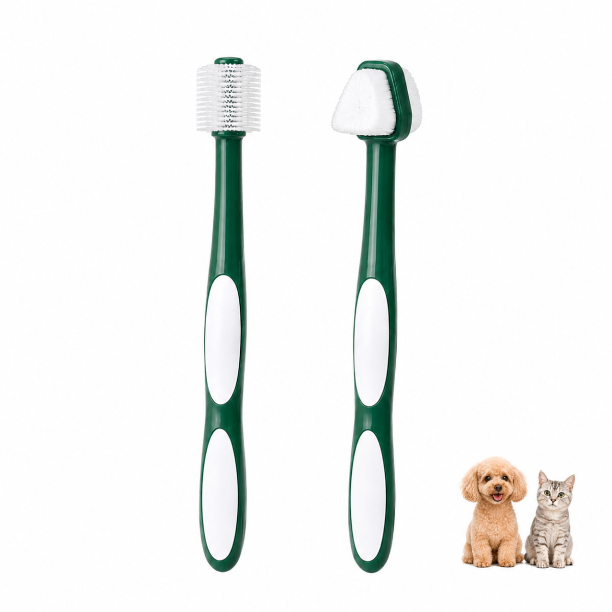 犬 歯ブラシ 360度 三角ヘッド 2本セット ペット 歯磨き 猫 小型犬