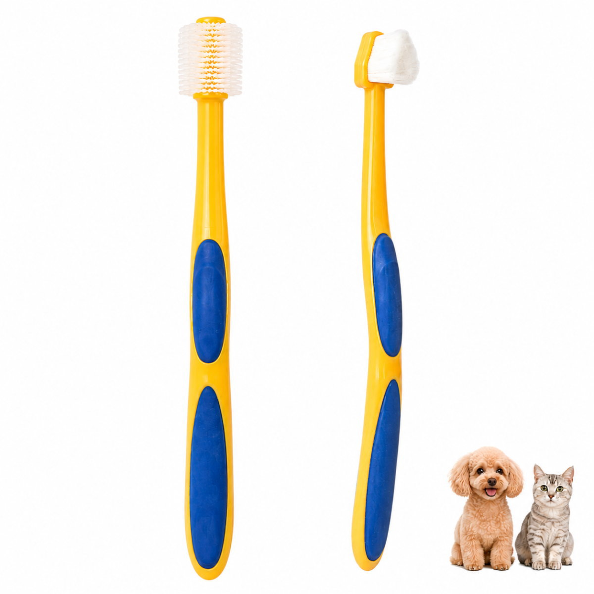犬 歯ブラシ 360度 三角ヘッド 2本セット ペット 歯磨き 猫 小型犬