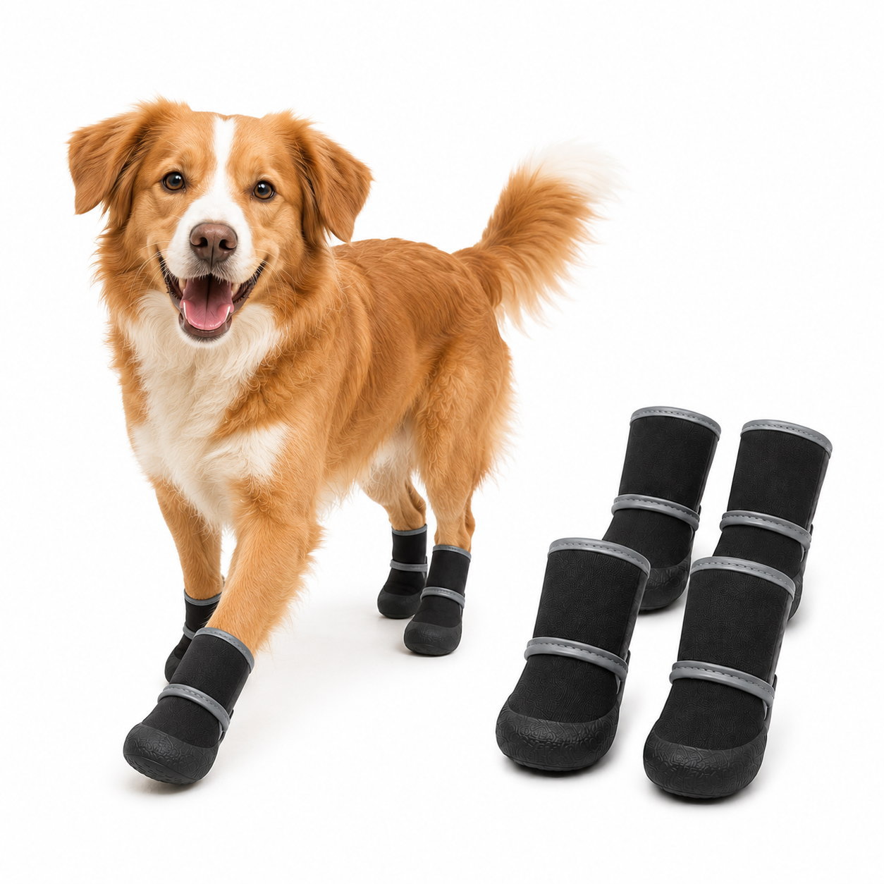 犬 靴 ドッグシューズ 犬用靴 4本セット 脱げにくい 履かせやすい 軽量