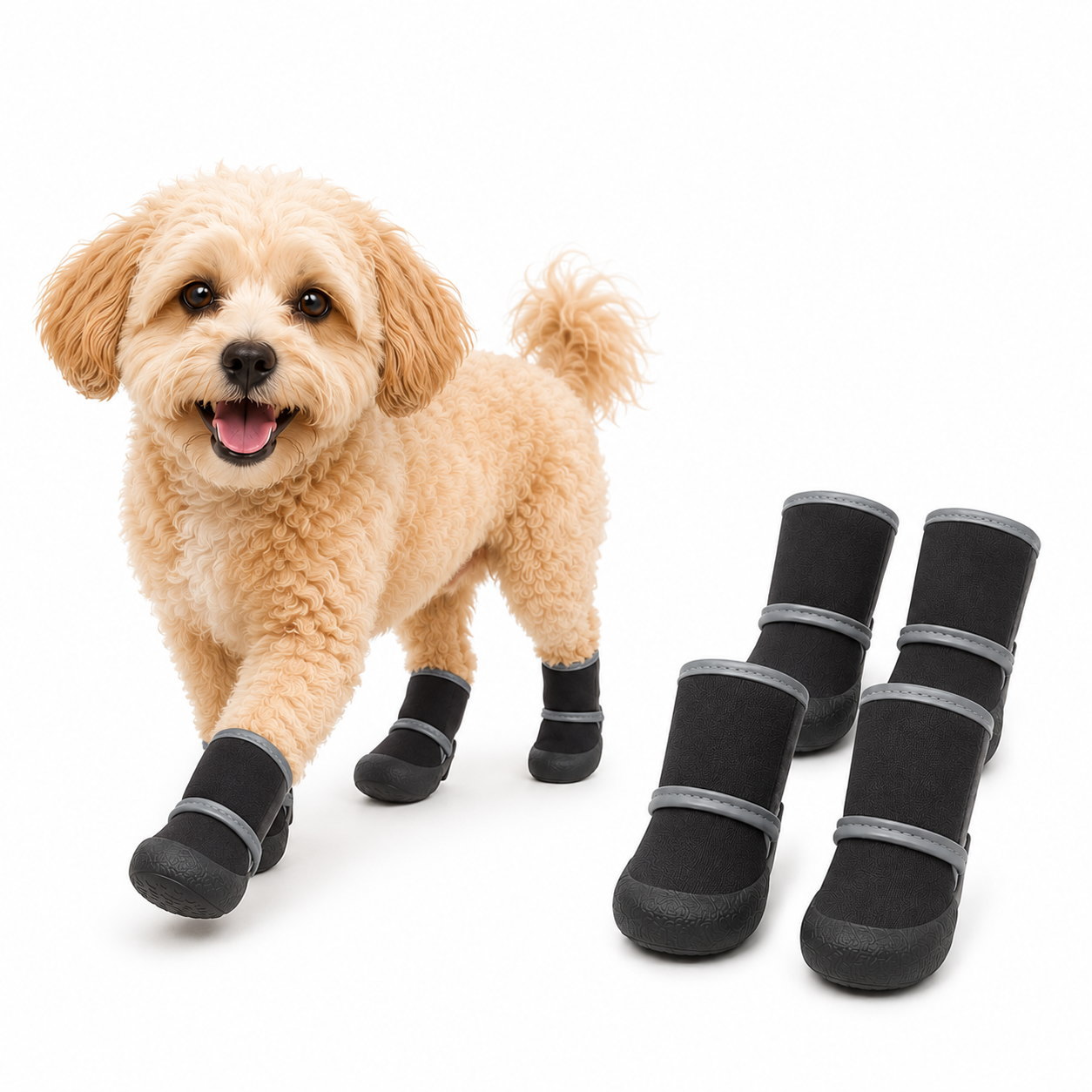犬 靴 ドッグシューズ 犬用靴 4本セット 脱げにくい 履かせやすい 軽量