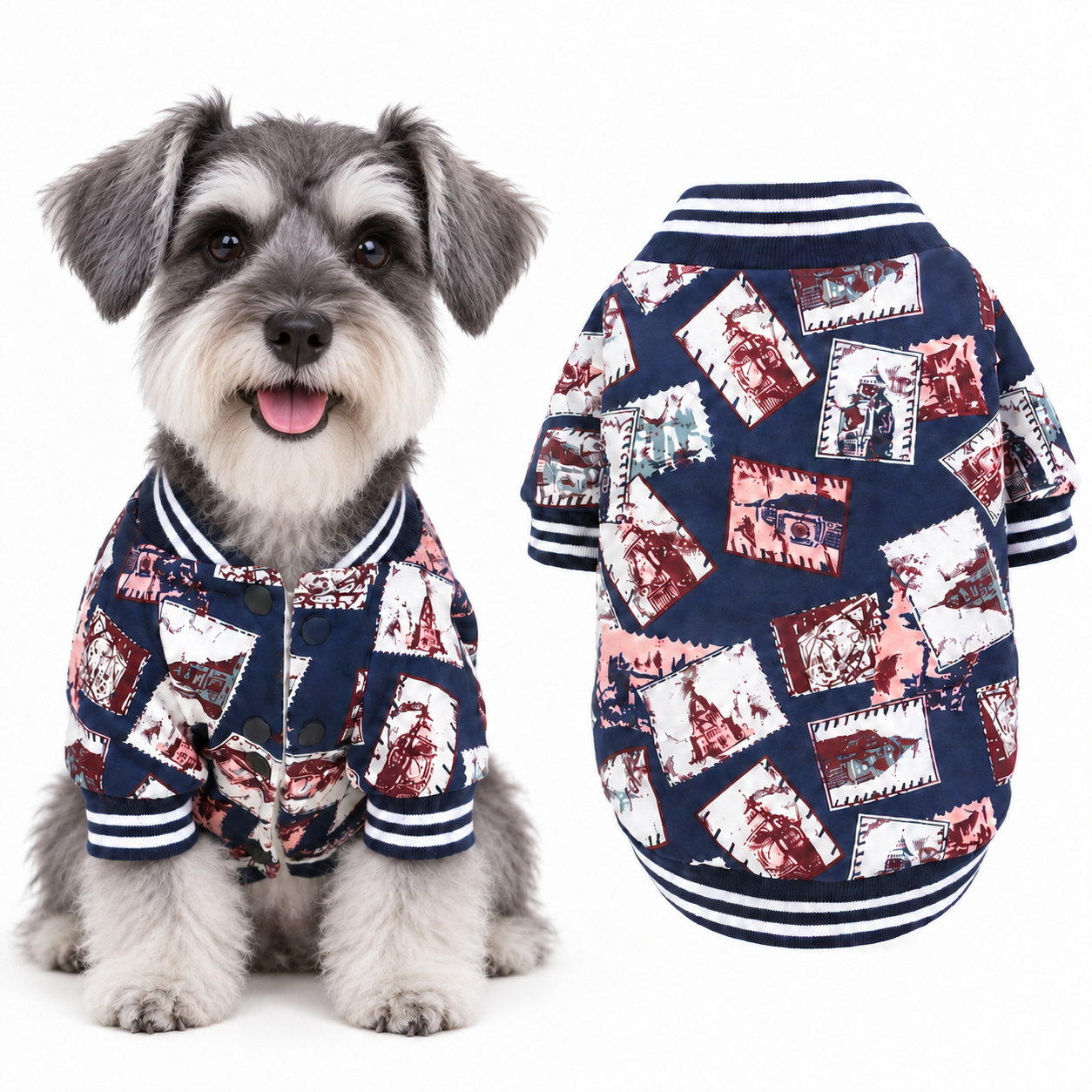 犬服 冬 裏ボア ジャケット 前開き スナップボタン 長袖 防寒 小型犬
