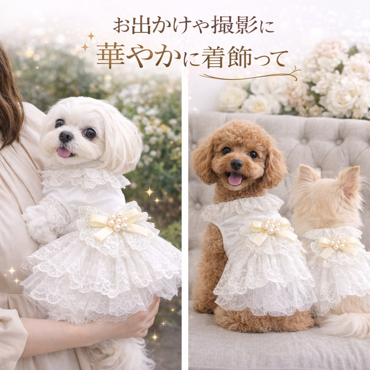 犬 ドレス 犬服 ウェディングドレス XS S M L XL 小型犬 中型犬 レース