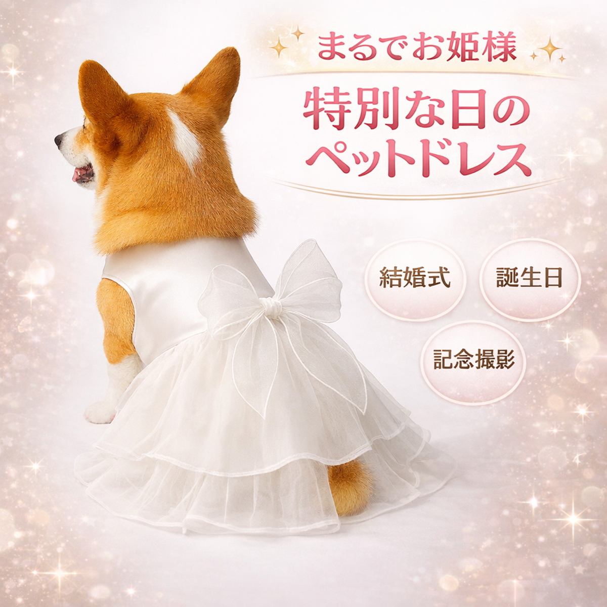 犬 服 ドレス 春夏 犬服 犬の服 ウェディングドレス ホワイト フラワー