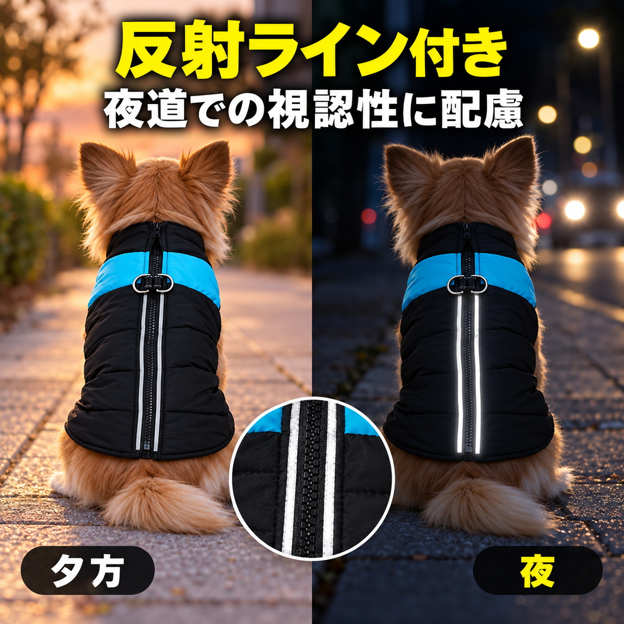 犬服 冬 小型犬 Sサイズ限定 ハーネス一体型 中綿ベスト 背開き 防水