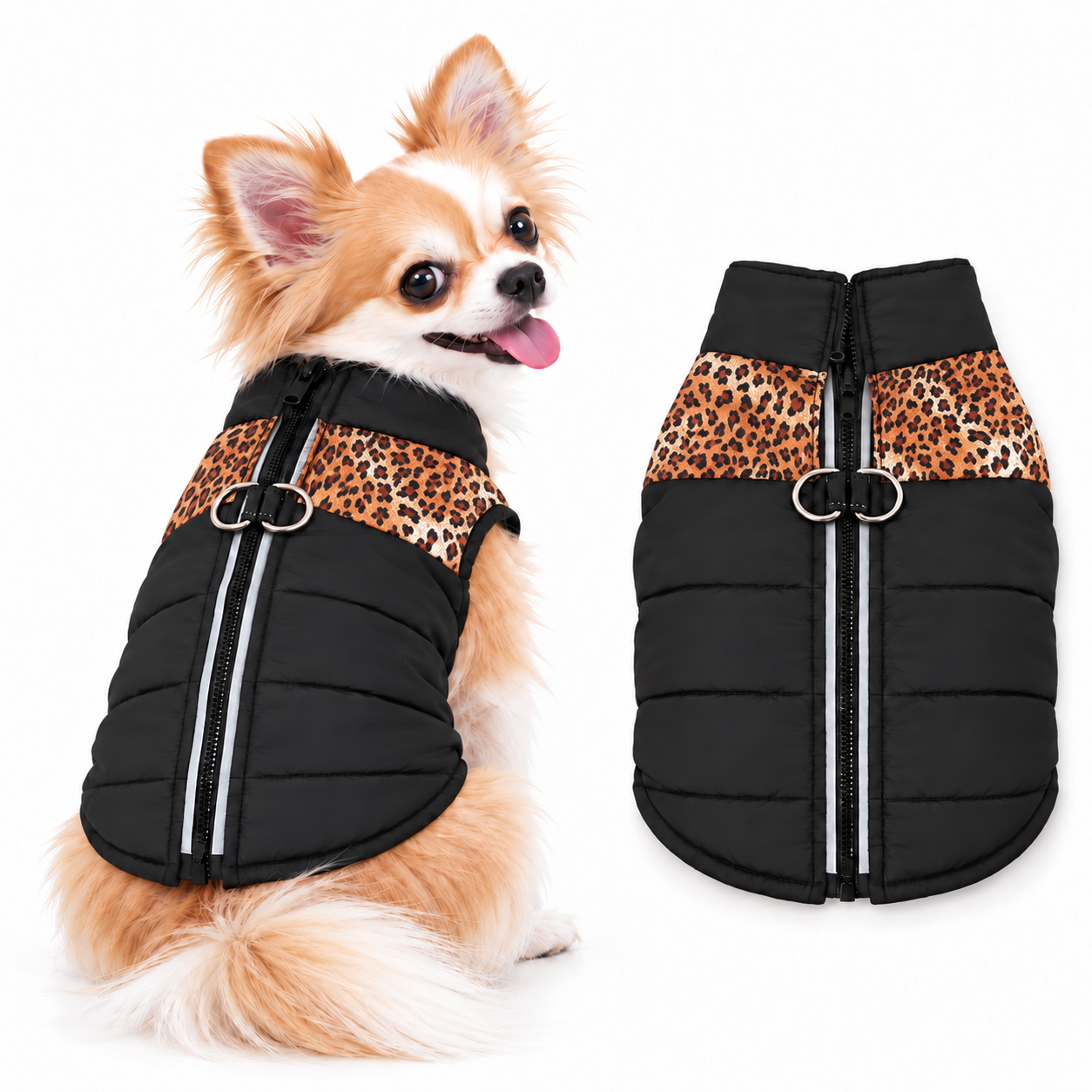 犬服 冬 小型犬 Sサイズ限定 ハーネス一体型 中綿ベスト 背開き 防水