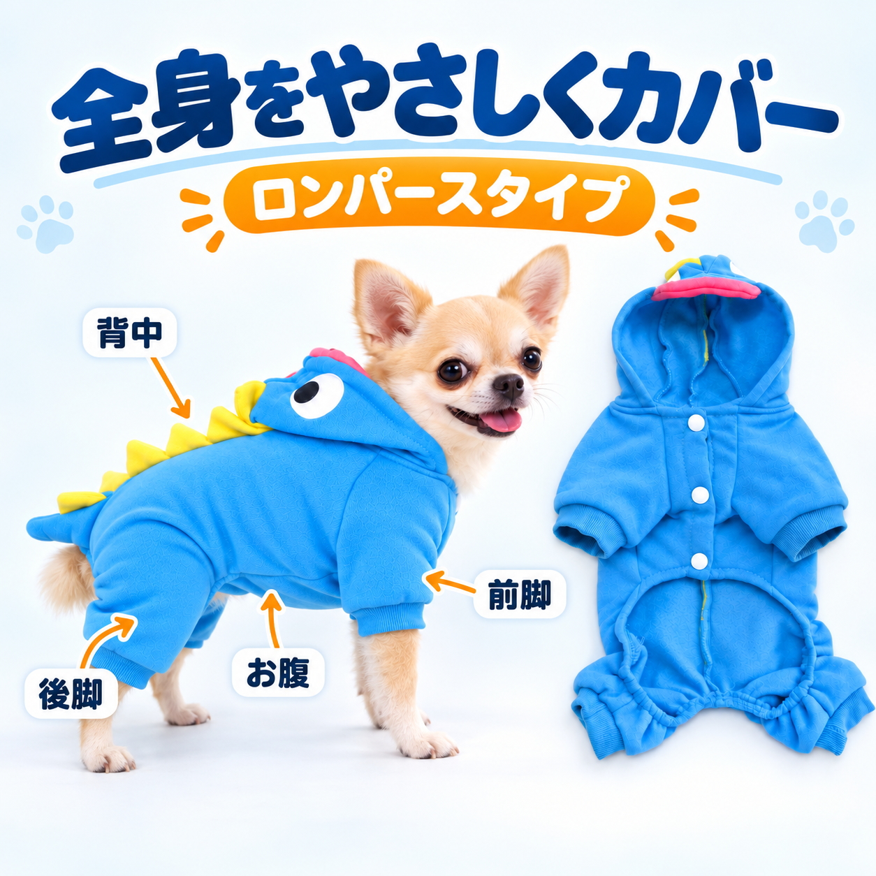 犬服 冬 犬用ロンパース 裏起毛 恐竜 フード付き 防寒 ドッグウェア